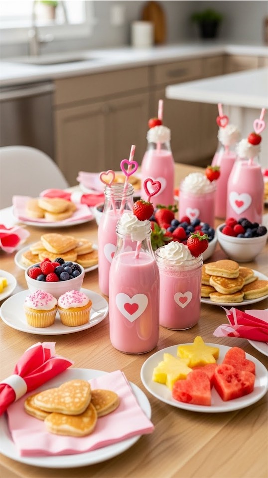 strawberry milk for a Galentines Brunch for Kids