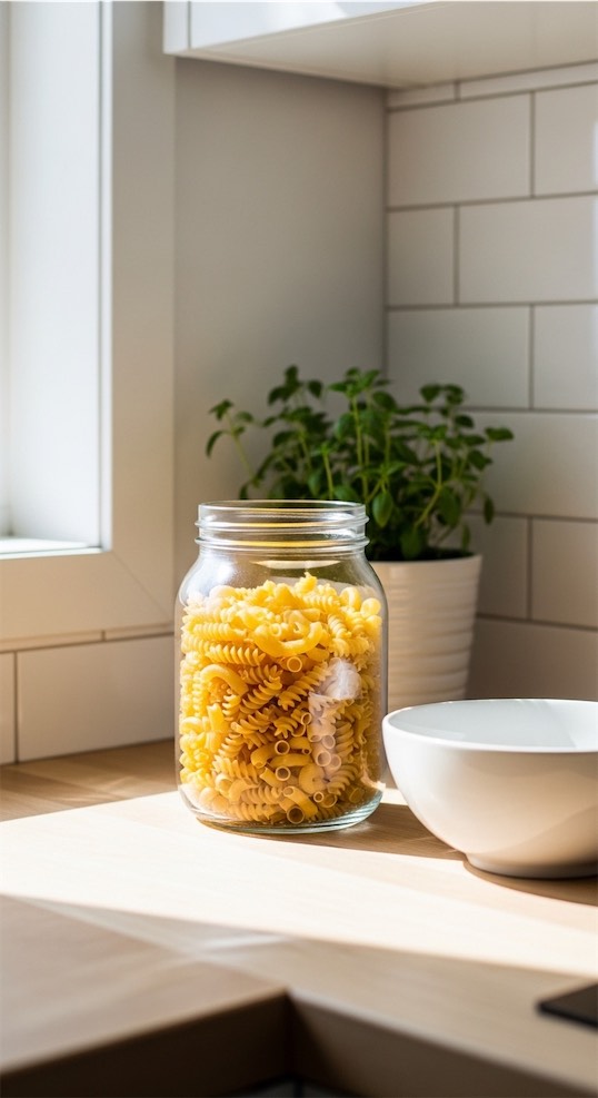 mason jar with pasta inside