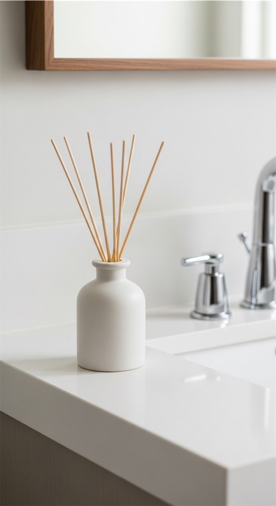 reed diffuser in bathroom