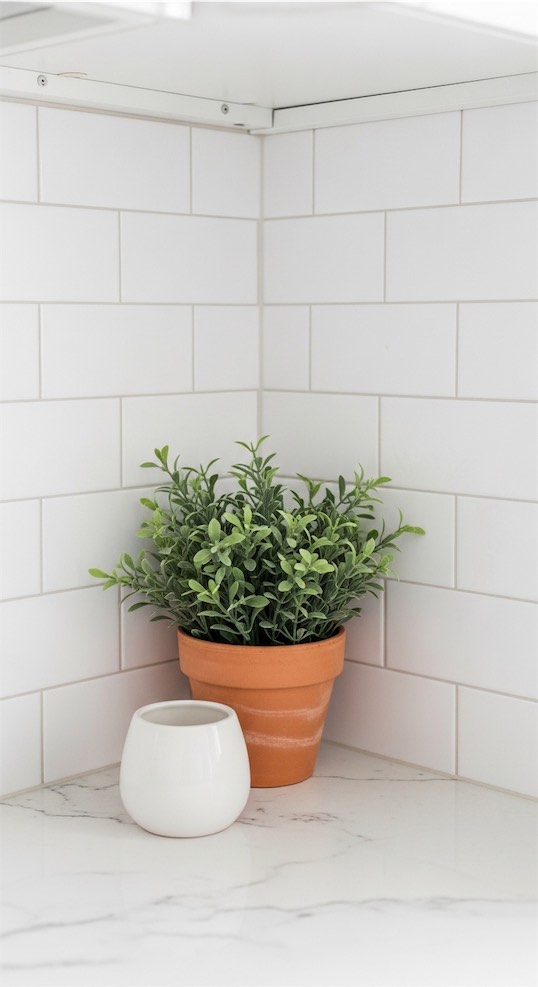 Ceramic pot with greenery