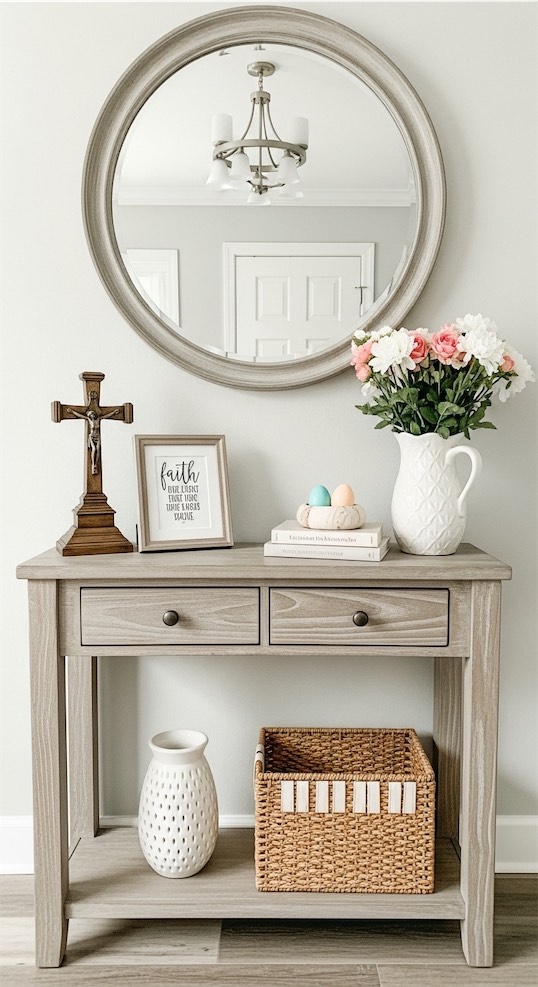 entryway decorated for easter 