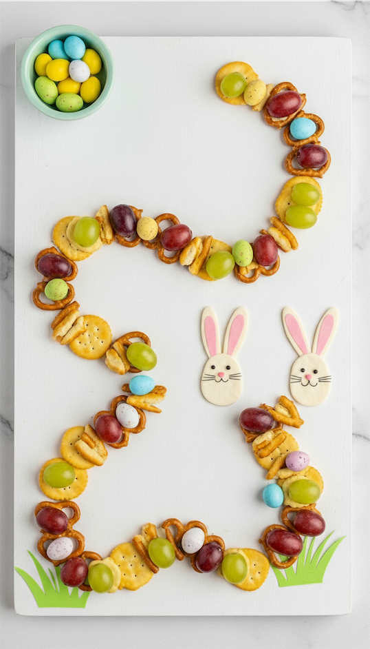 easter trail basic charcuterie board for kids