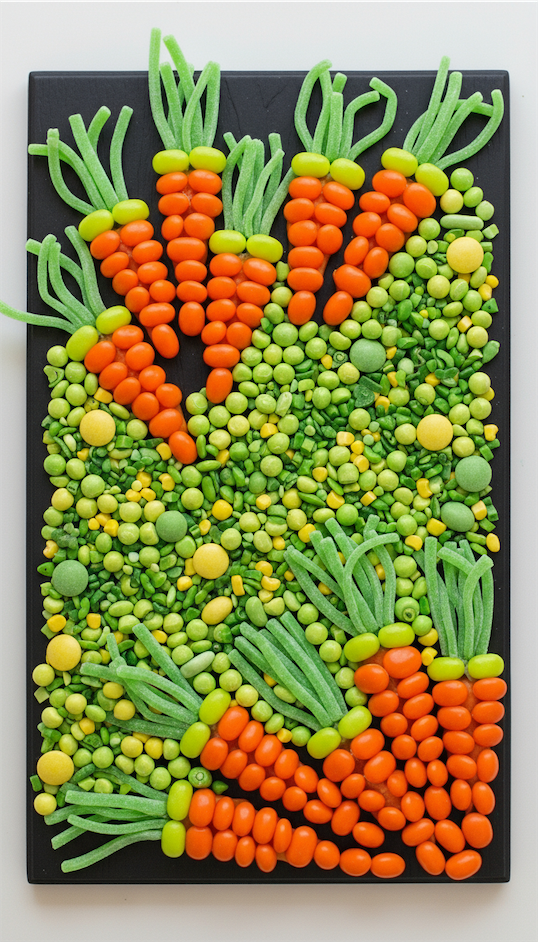 carrots made from orange jelly beans Easter Candy Charcuterie