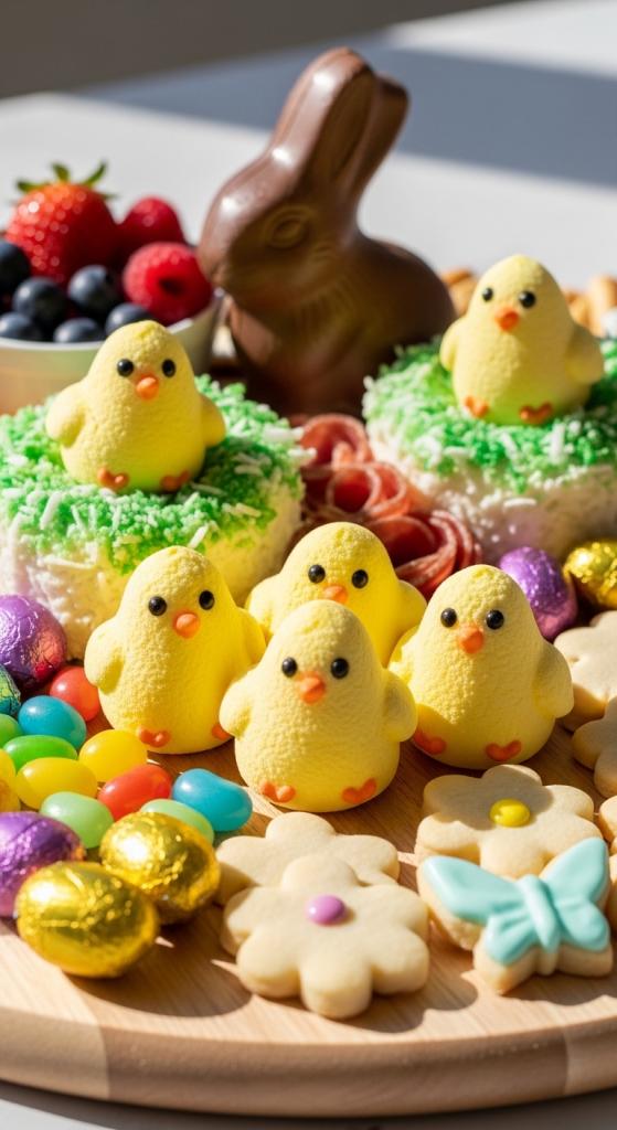 marshmallow chicks on grazing board
