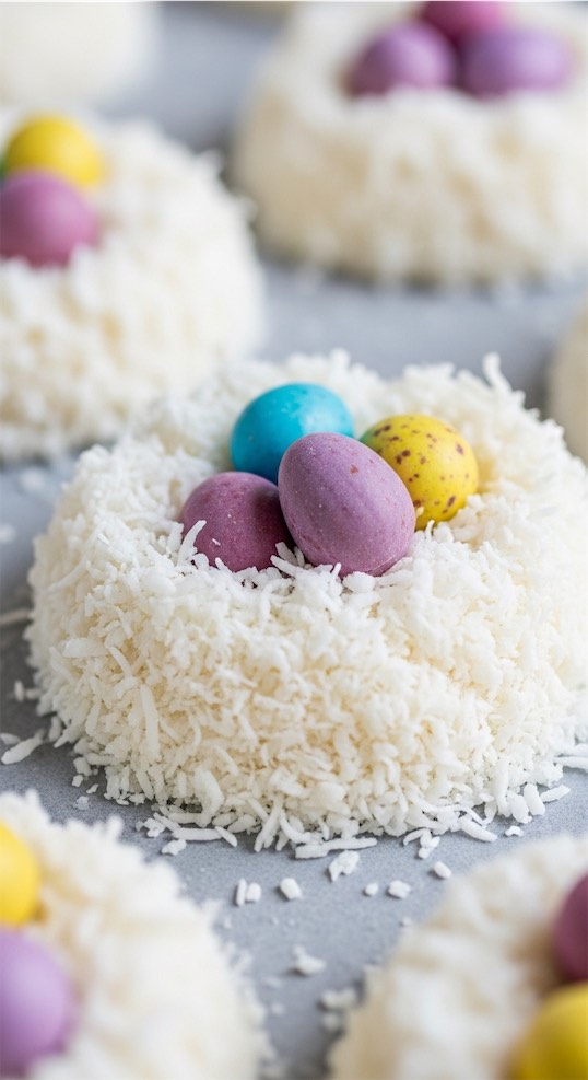 coconut nest with mini eggs