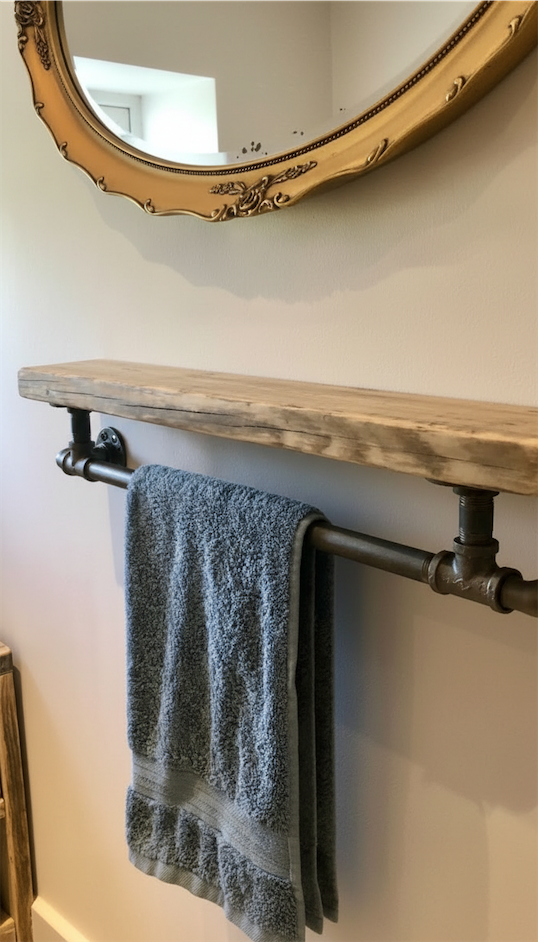 wood and metal Towel Rack Ideas for Your Bathroom