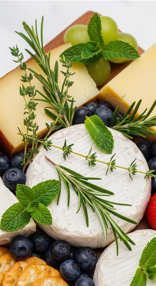 seasonal herbs snack board