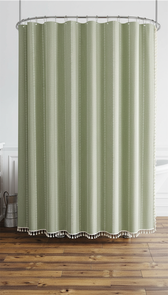 fabric shower curtain Renter Friendly Bathroom Decor