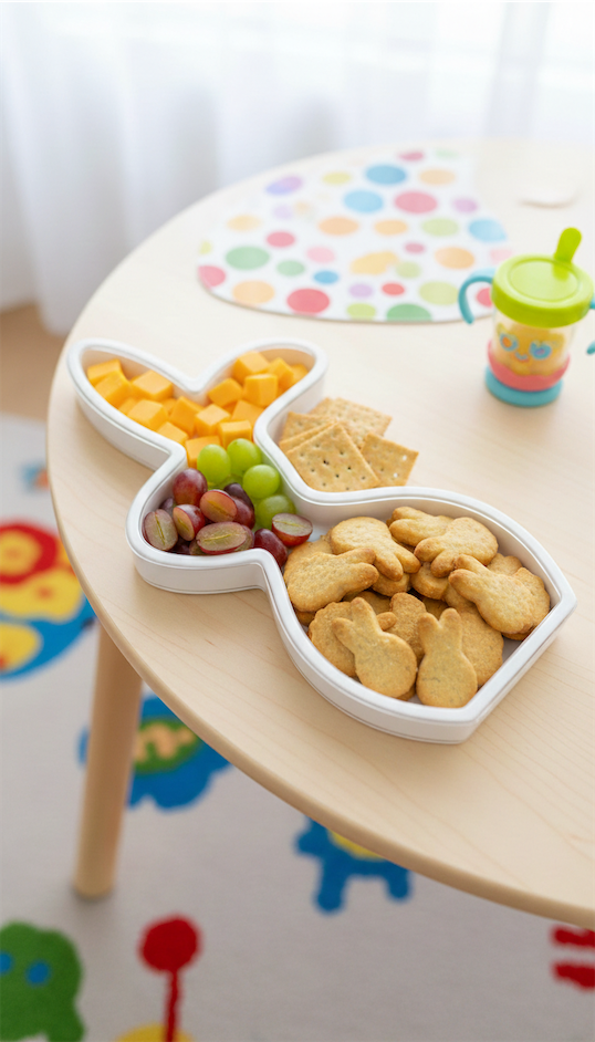 kid friendly bunny shaped snack board