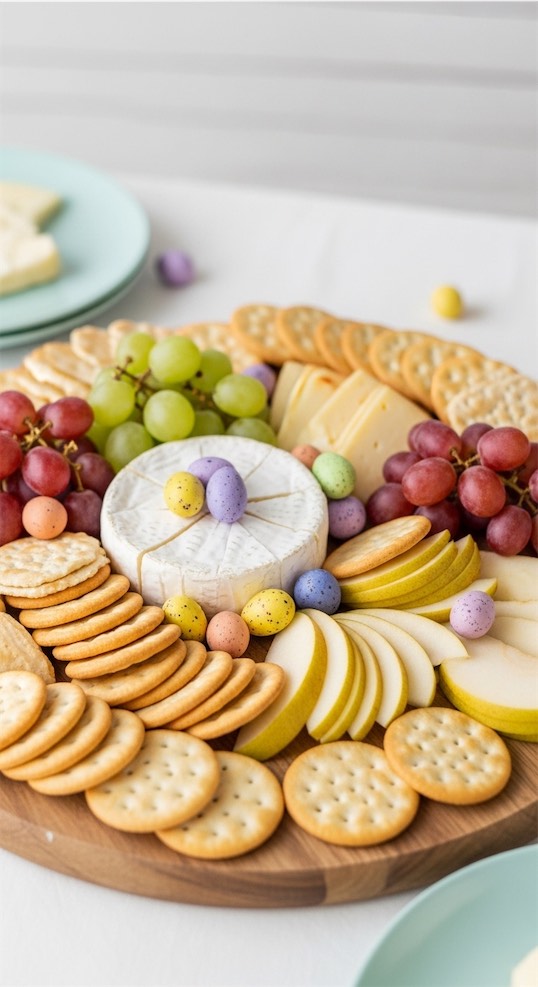 pastel color Easter Charcuterie Board