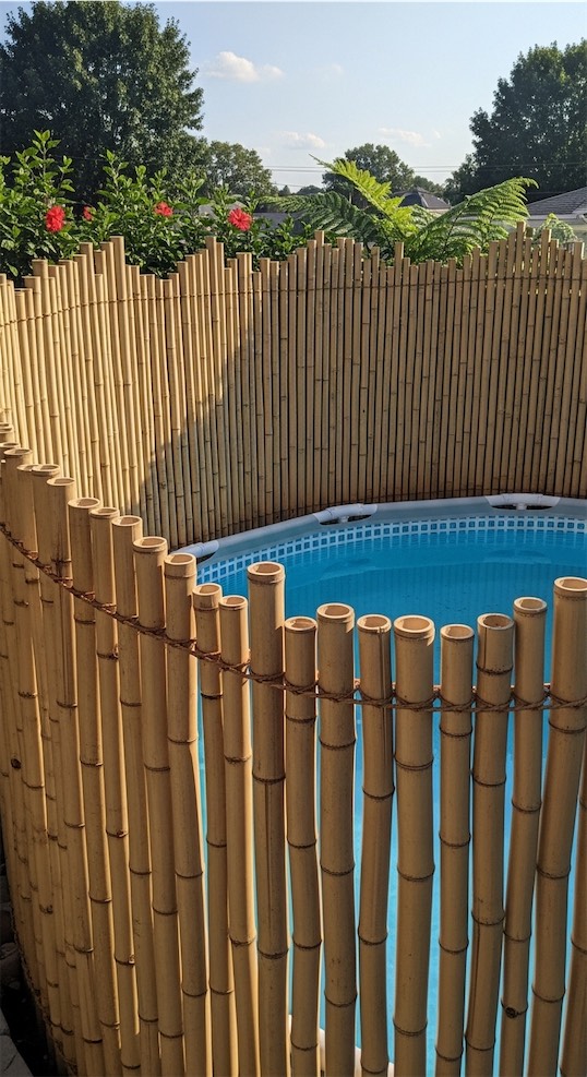 Privacy screen around an above ground pool