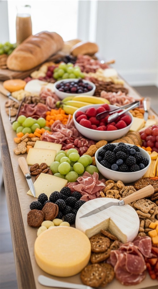 large grazing table for easter dinner