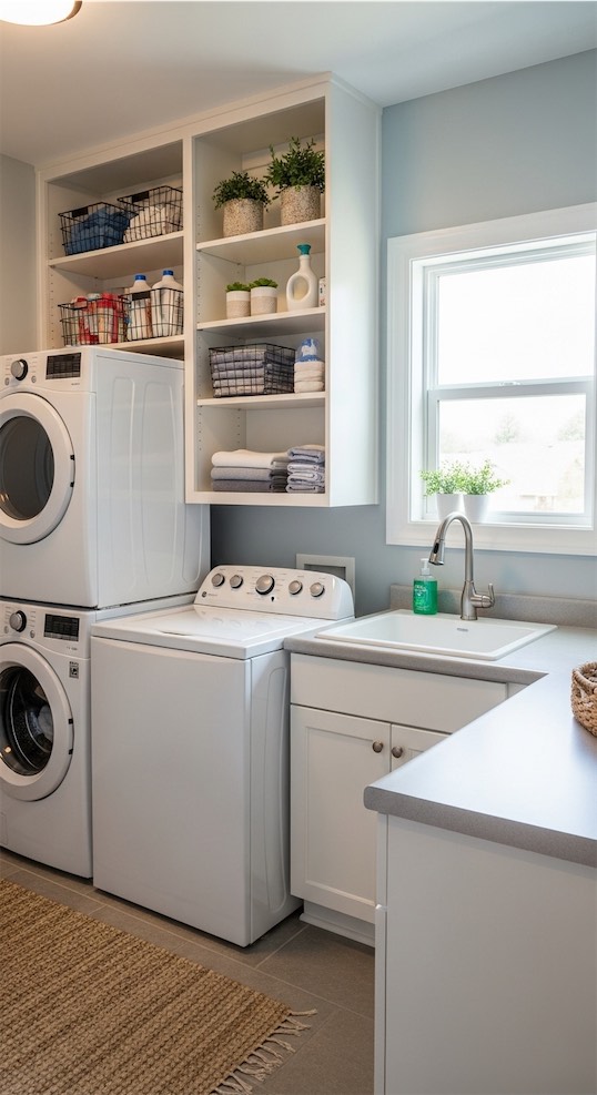 over cabinet shelves for Laundry Room Ideas