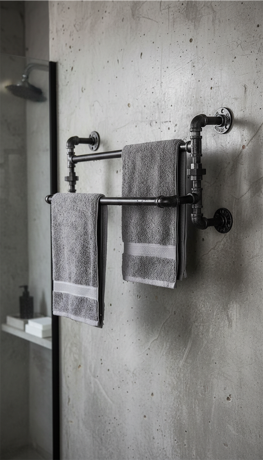 industrial style Towel Rack Ideas for Your Bathroom