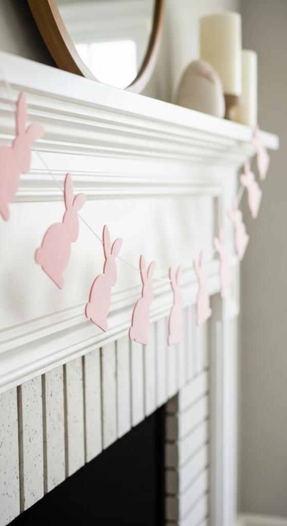 Easter Mantle garland with pink bunnies