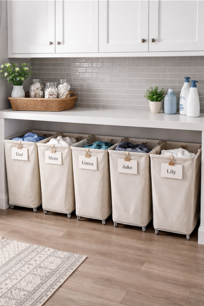 separate baskets Laundry Room Ideas
