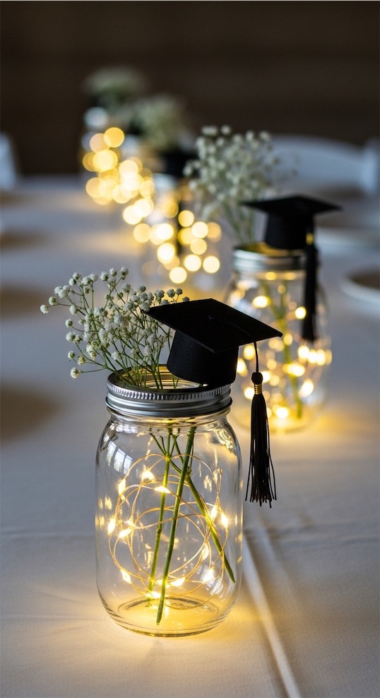 fairy lights inside mason jars