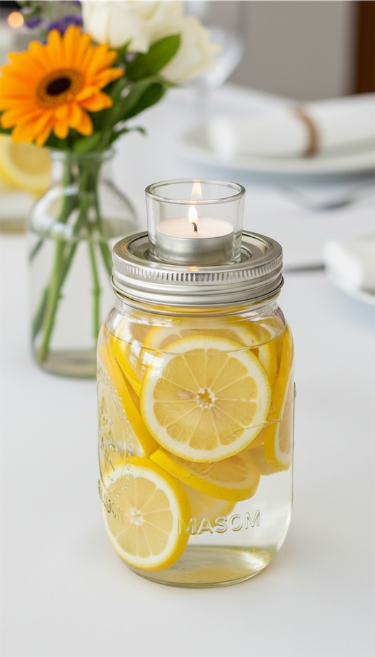lemons inside mason jar 