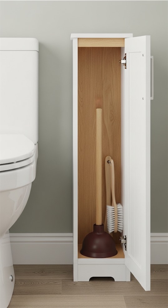 Slim wooden cabinet used to store bathroom accessories