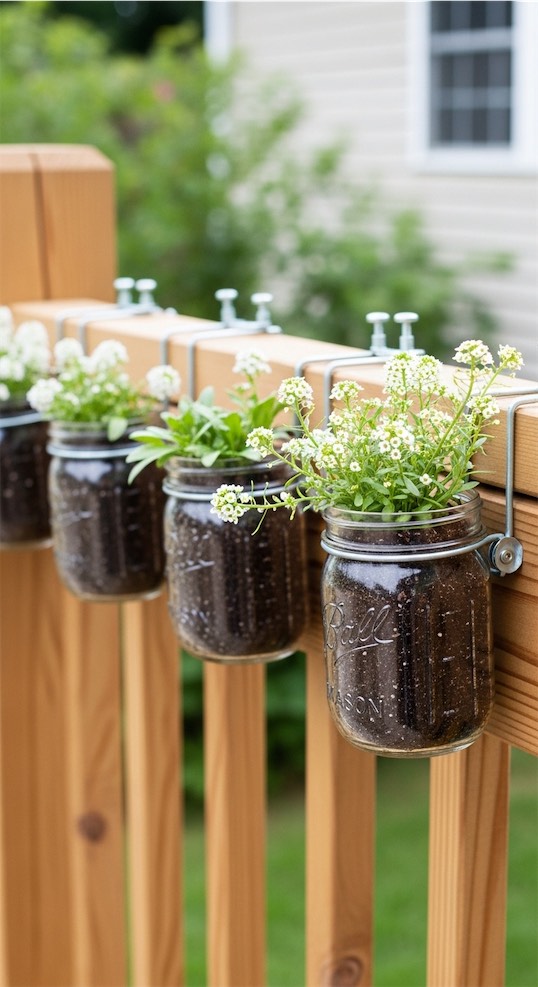 old mason jars with flowers