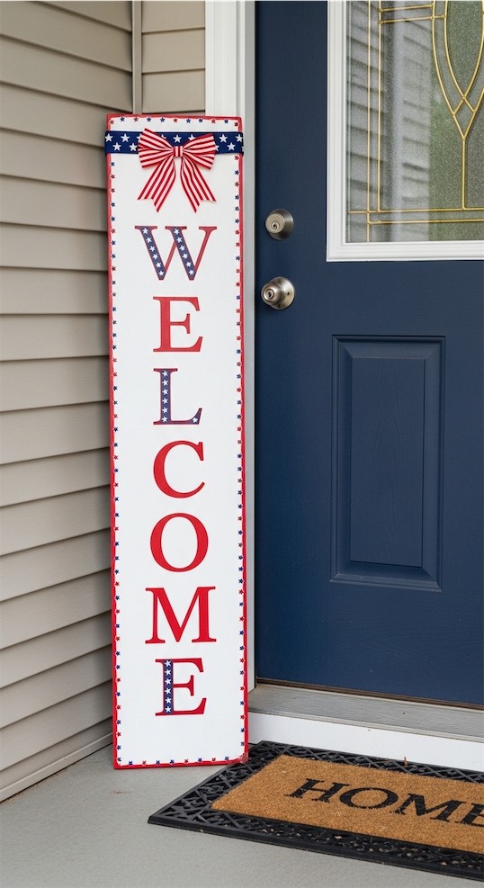 USA sign on front porch 