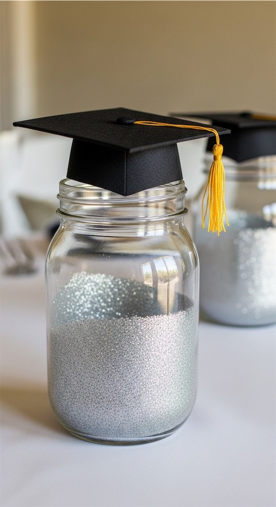 glitter inside mason jar