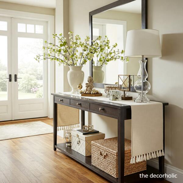 runner on entryway table