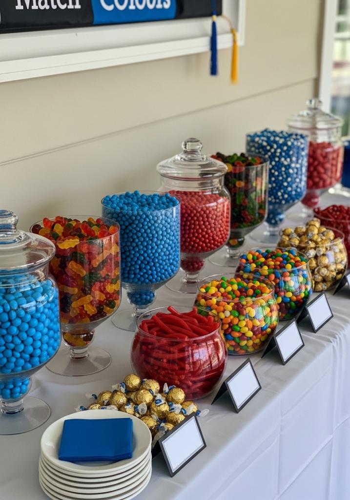 color themed Graduation Candy Buffet