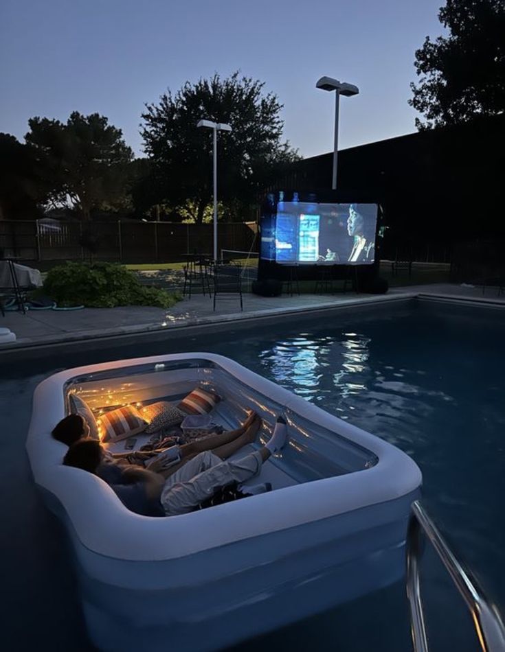 movie night in a pool