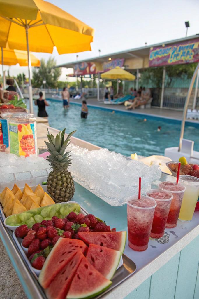 snack bar on the side of a pool party 