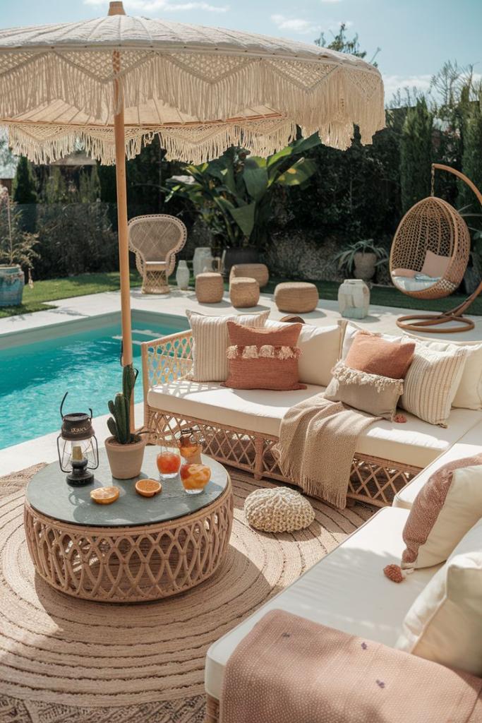 relaxing area to hang out at a pool party 