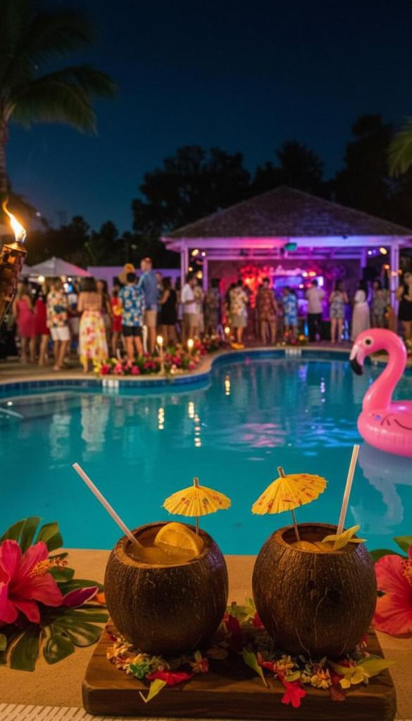 tropical themed Graduation Pool Party