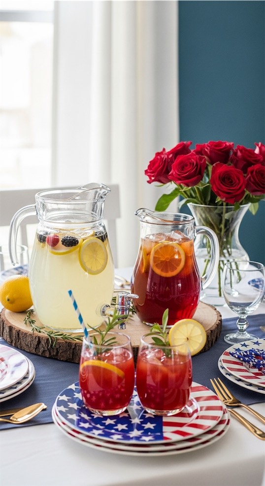 drinks station on Patriotic Tablescape