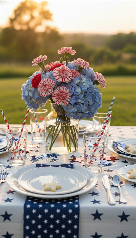 star theme on outdoor table