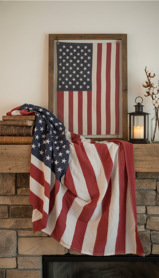 Patriotic Mantle layered flags