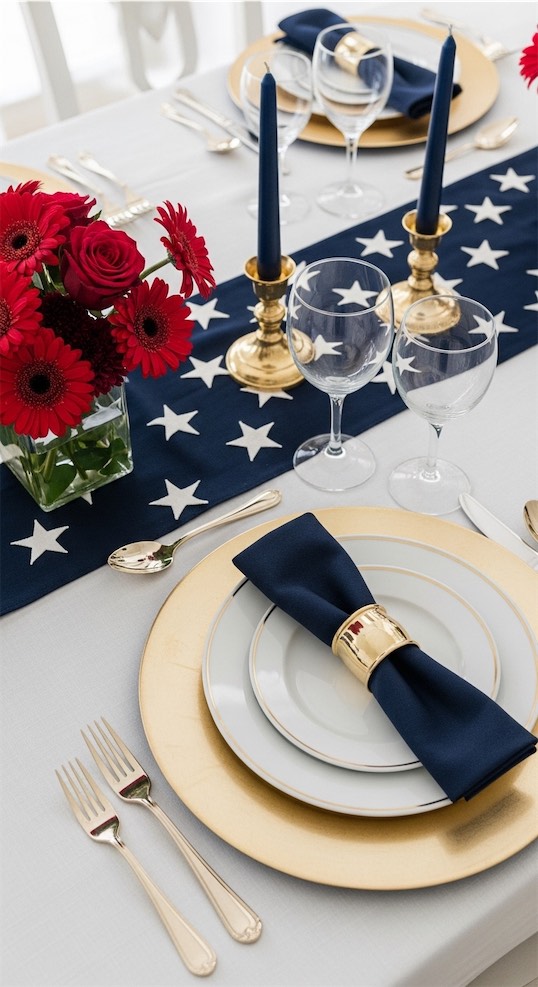 metallic accents on memorial table