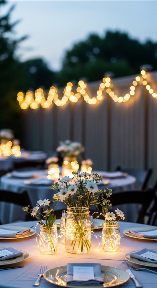 mason jars with fairy lights Classy Grad Theme