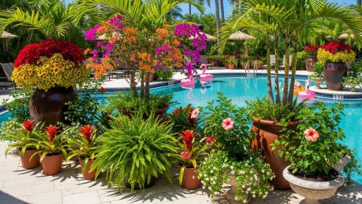 florida sun loving plants pool