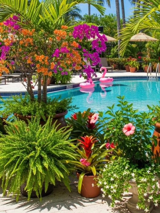 florida sun loving plants pool