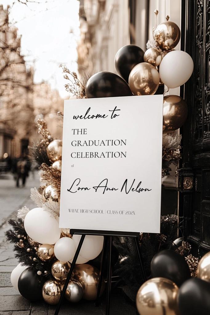 Classy Grad Theme welcome sign