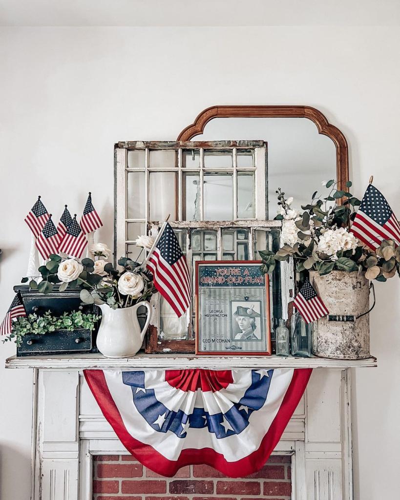 layered Patriotic Mantle with frames and mirrors
