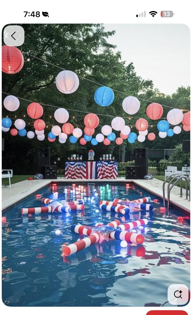 patriotic pool set up in yard