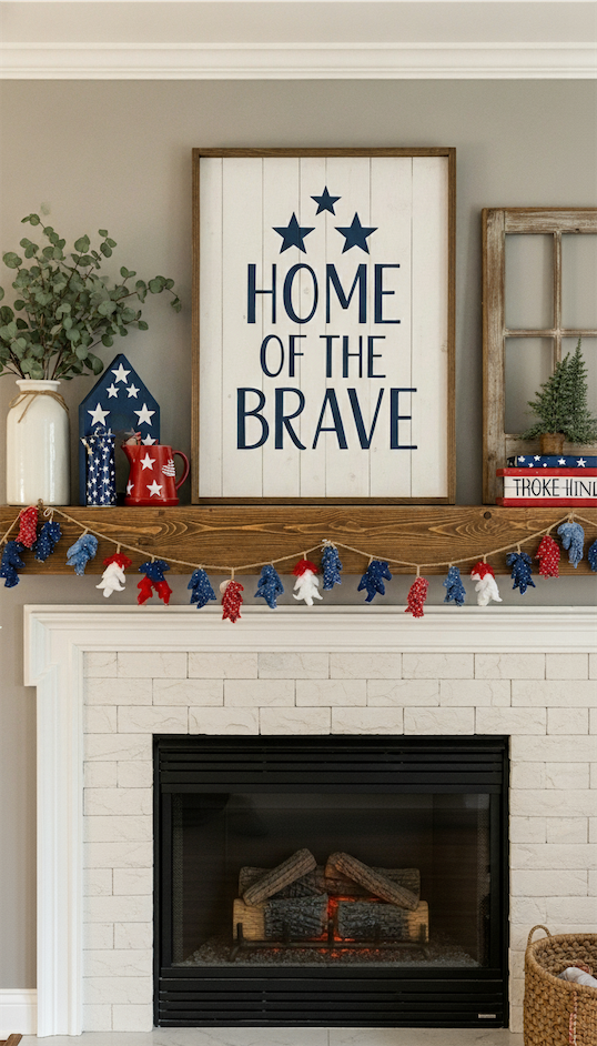 home of the brave sign on mantle