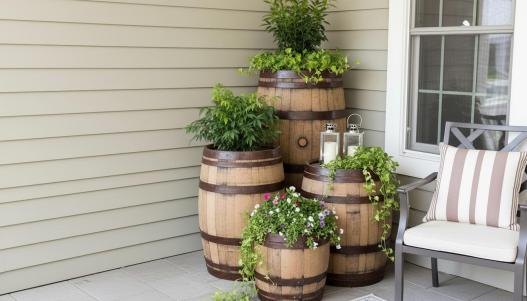 whiskey barrel planter ideas