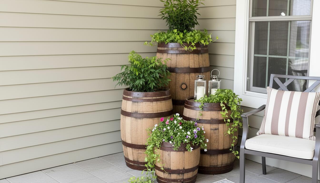 whiskey barrel planter ideas