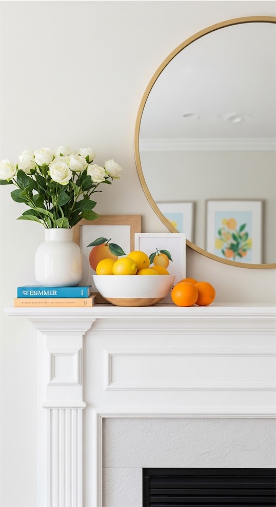 citrus elements on a white mantle