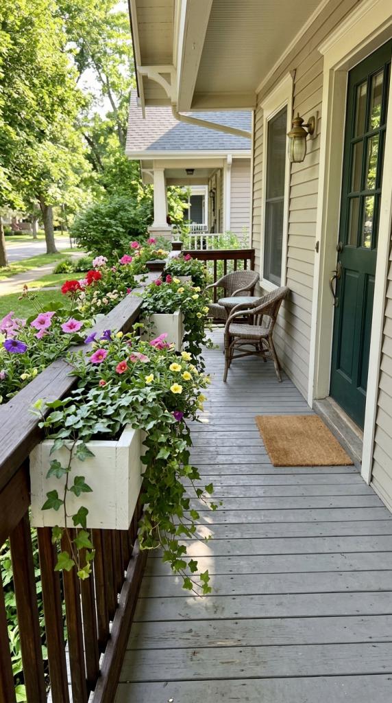 flower boxes along railing 