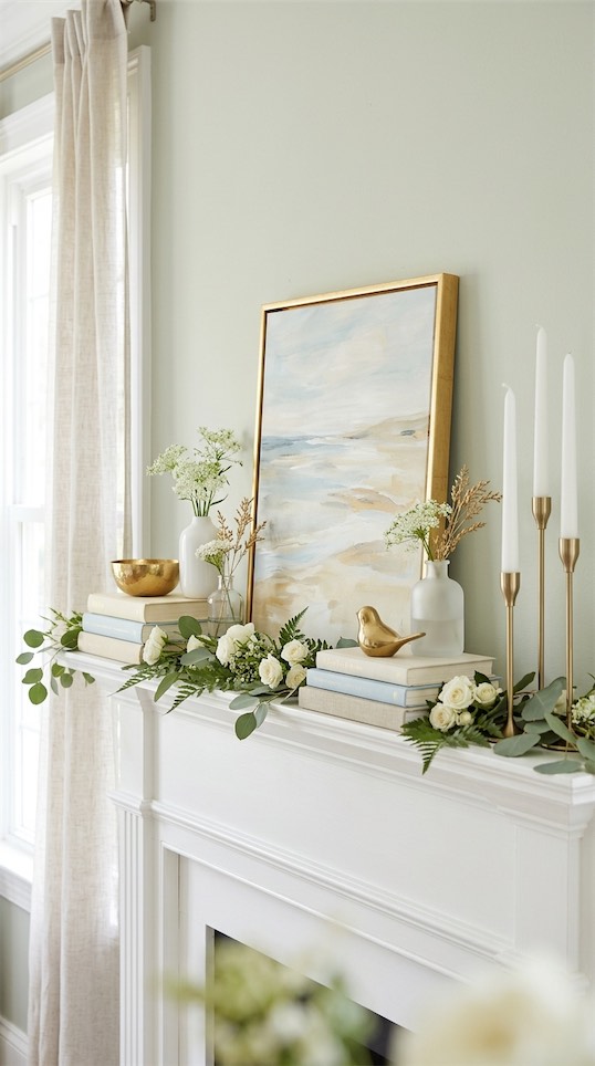 metallic elements on white mantle