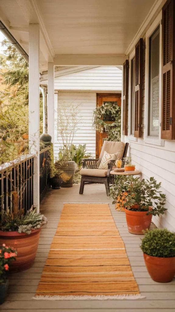 long runner rug on narrow porch