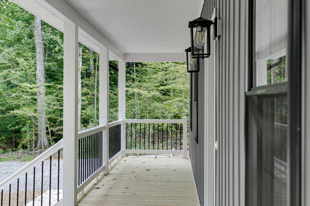 lanterns on wall of porch